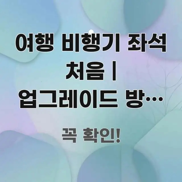 여행 비행기 좌석 처음 | 업그레이드 방법 5가지 한눈에 들어오는 핵심 요약 디자인 카드 - 내용 요약을 위한 이미지