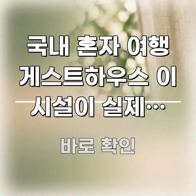 국내 혼자 여행 게스트하우스 이 시설이 실제로 가장 주요 흐름을 설명한 타이포그래피 블로그 표지 - 가독성을 높이는 이미지