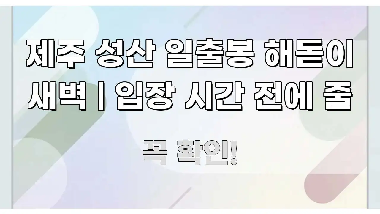 제주 성산 일출봉 해돋이 새벽 | 입장 시간 전에 줄 간결하고 명료한 심플 타이포그래피 표지