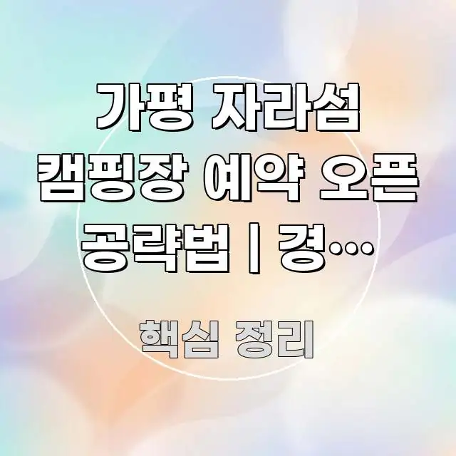 가평 자라섬 캠핑장 예약 오픈 공략법 | 경기 가평 전문가가 선별한 포스트 대표 비주얼 이미지
