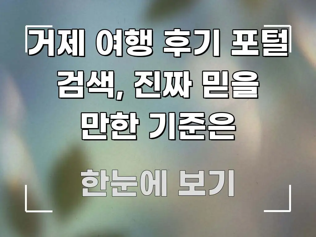 거제 여행 후기 포털 검색, 진짜 믿을 만한 기준은 핵심 요점 중심의 정보 카드 디자인 이미지 - 내용 요약을 위한 이미지