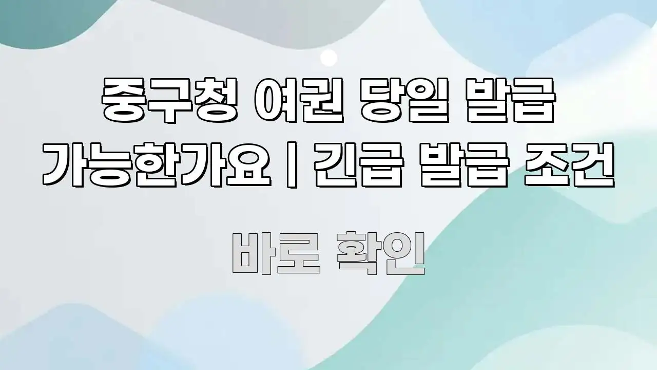 중구청 여권 당일 발급 가능한가요 | 긴급 발급 조건 핵심 정보를 압축한 미니멀 블로그 썸네일 - 활용 예시 이미지