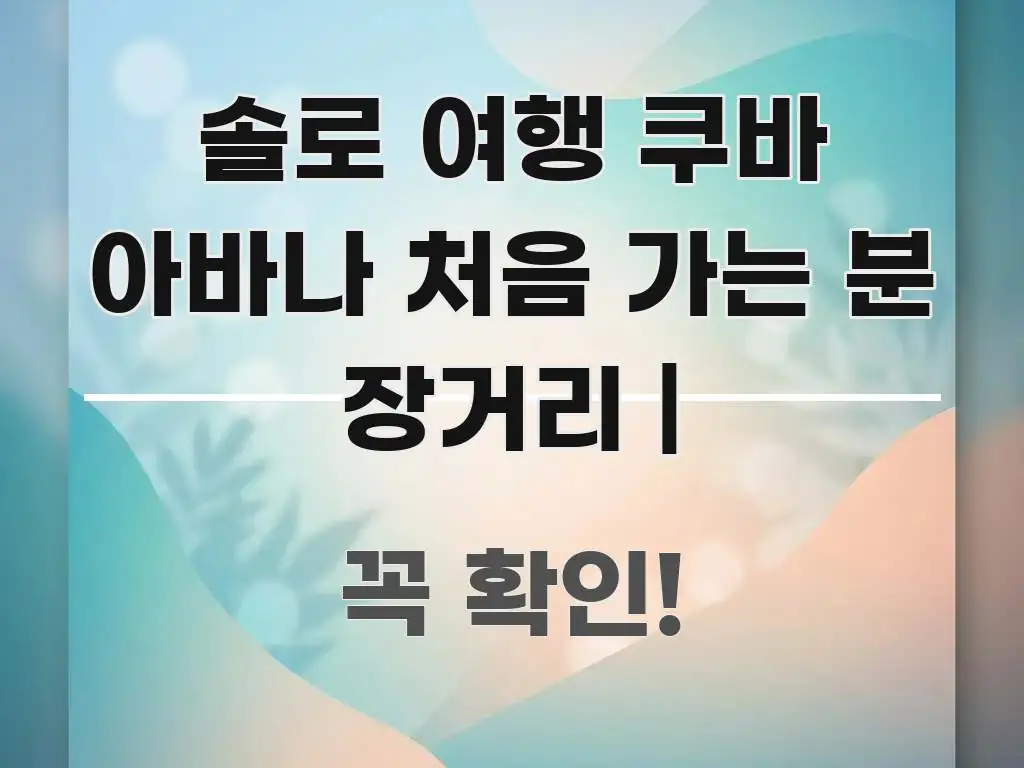 솔로 여행 쿠바 아바나 처음 가는 분 장거리 | 한눈에 들어오는 포스트 대표 비주얼 이미지 - 본문 내용과 연관된 이미지