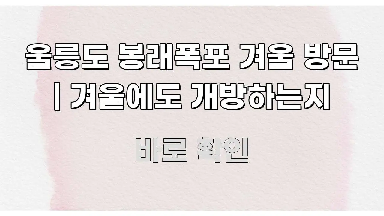 울릉도 봉래폭포 겨울 방문 | 겨울에도 개방하는지 핵심 내용을 정리한 블로그 포스트 커버 이미지 - 독자 이해를 위한 이미지