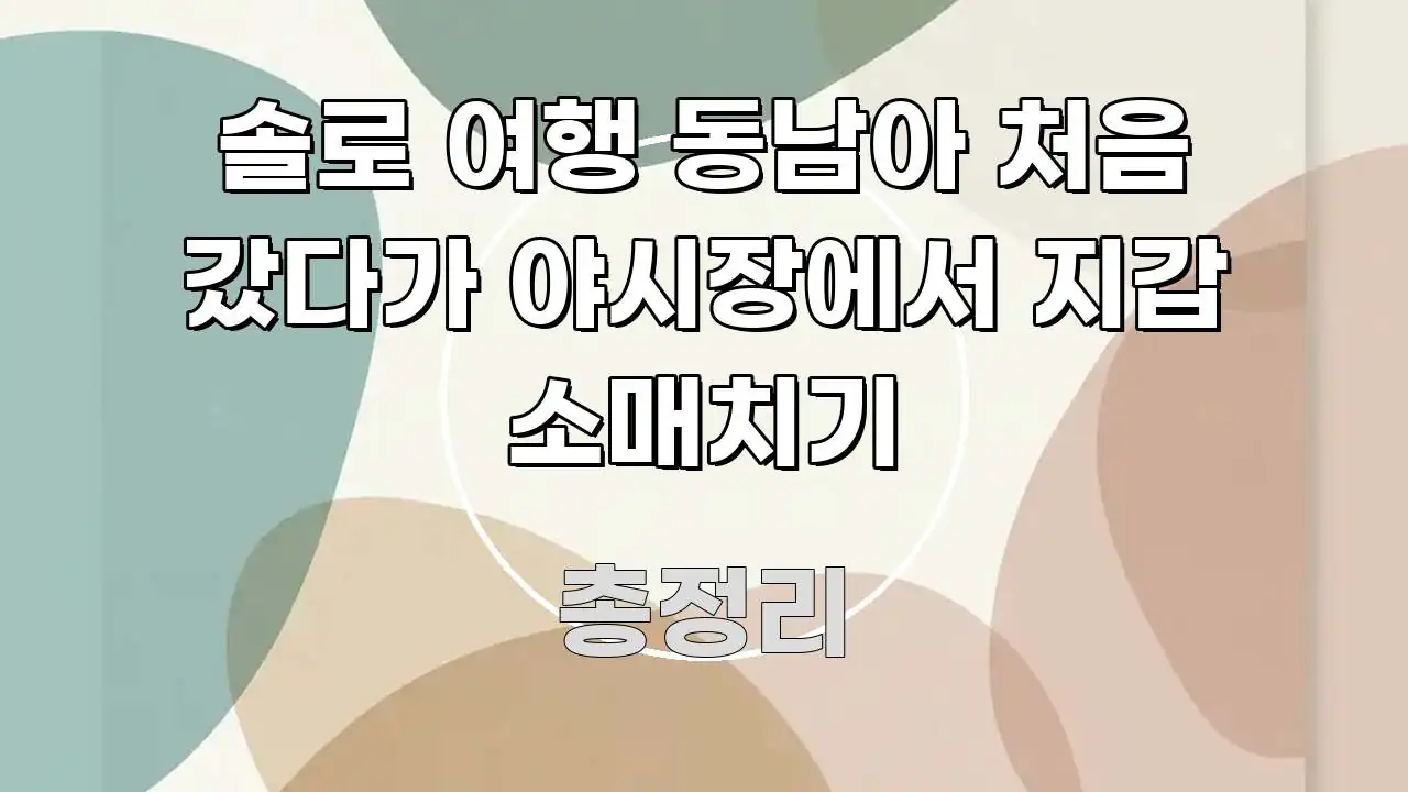 솔로 여행 동남아 처음 갔다가 야시장에서 지갑 소매치기 독자를 위해 선별한 카드뉴스 스타일 이미지 - 내용 요약을 위한 이미지