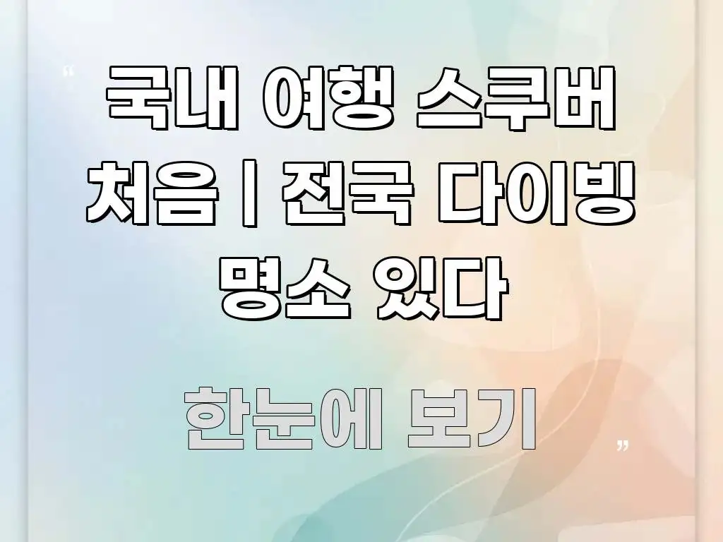 국내 여행 스쿠버 처음 | 전국 다이빙 명소 있다 바로 활용 가능한 읽기 좋은 정보 카드 - 독자 이해를 위한 이미지