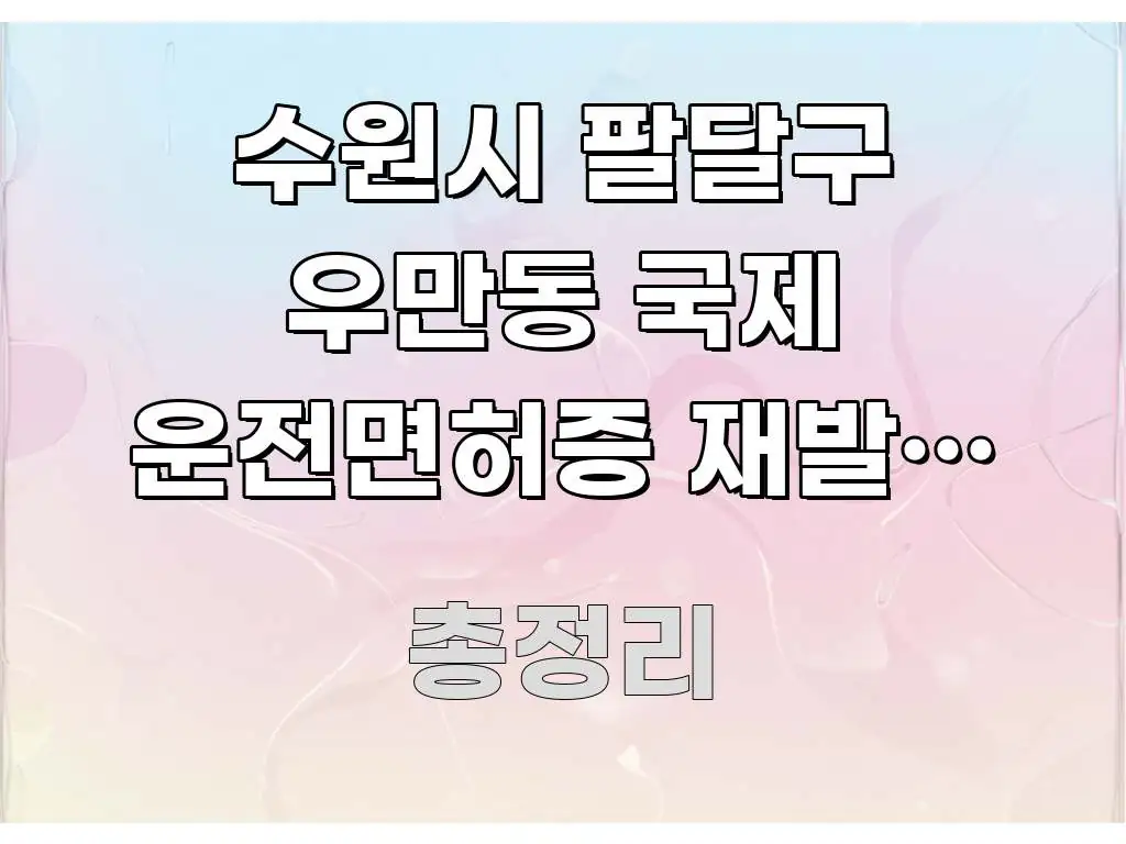 수원시 팔달구 우만동 국제 운전면허증 재발급 처음 | 한눈에 보기 좋게 요약한 정보 요약 포스터 - 내용 요약을 위한 이미지