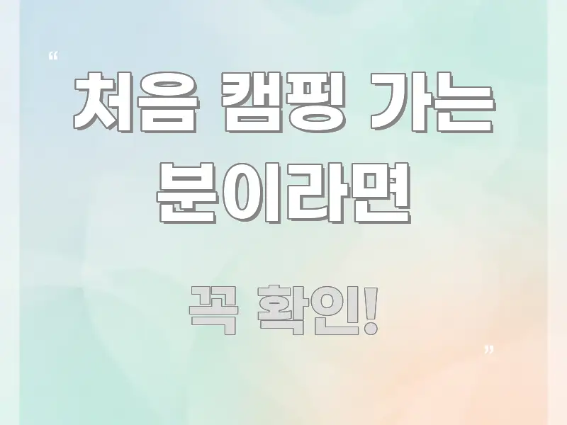 처음 캠핑 가는 분이라면 핵심 정보를 압축한 정보 정리 카드 이미지 - 설명을 돕는 이미지
