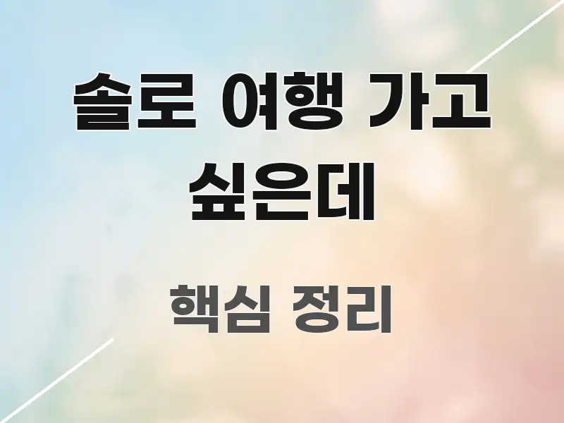 솔로 여행 가고 싶은데 쉽게 읽히는 정보 요약 포스터 - 활용 예시 이미지