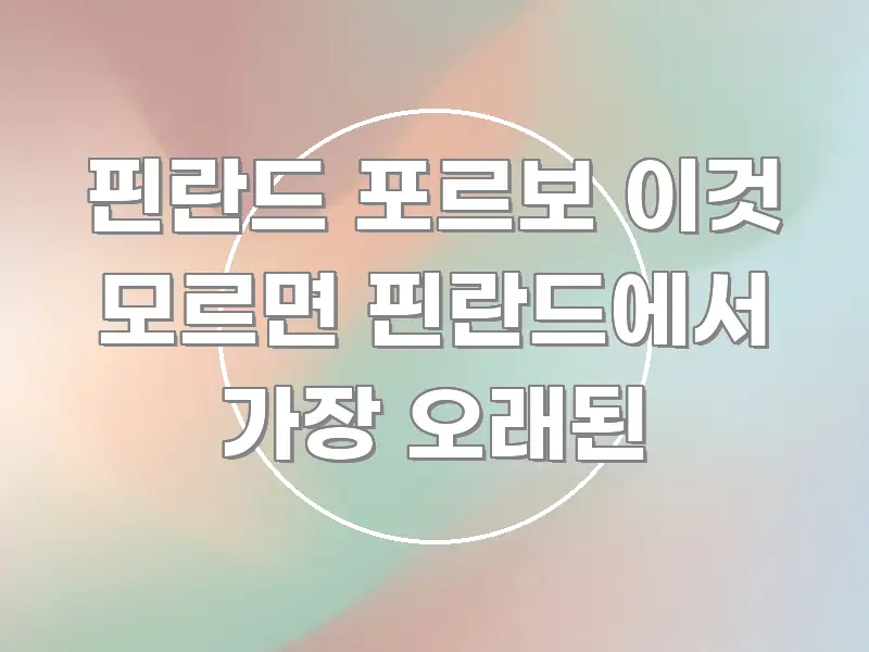 핀란드 포르보 이것 모르면 핀란드에서 가장 오래된 빠르게 이해할 수 있는 콘텐츠 요약 표지 이미지 - 글 흐름을 돕는 시각 자료