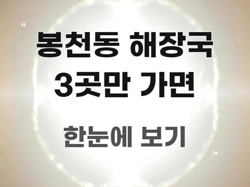 봉천동 해장국 3곳만 가면 정보 이미지 봉천동 해장국 3곳만 가면 핵심 정보를 압축한 정보 요약 포스터 - 활용 예시 이미지