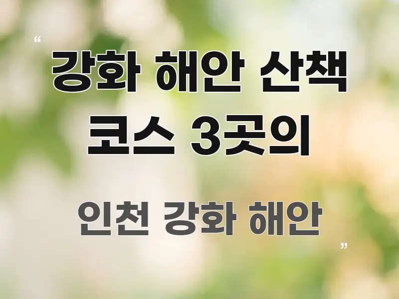 강화 해안 산책 코스 3곳의 핵심 정보 중심의 미니멀 블로그 썸네일 - 내용 요약을 위한 이미지