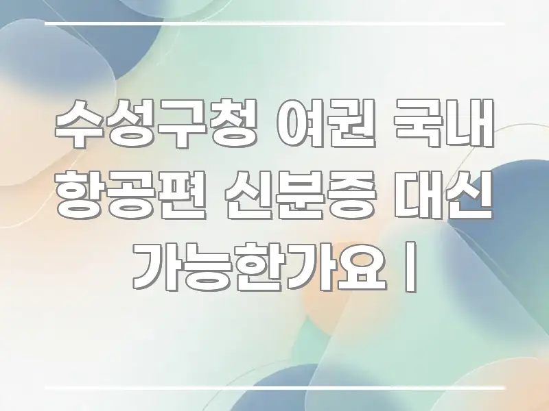 수성구청 여권 국내 항공편 신분증 대신 가능한가요 | 핵심 정보를 압축한 블로그 포스트 커버 이미지 - 참고용 이미지