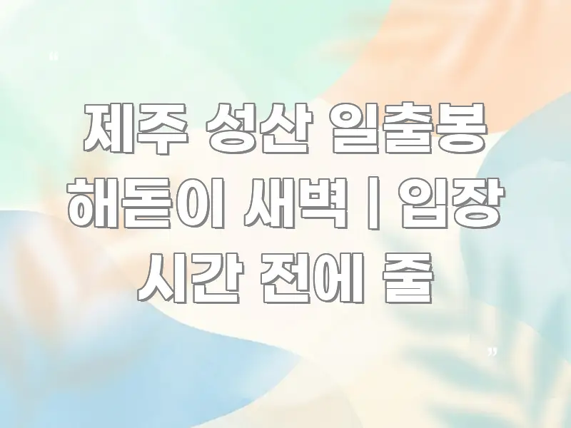 제주 성산 일출봉 해돋이 새벽 | 입장 시간 전에 줄 바로 활용 가능한 스마트 정보 카드 - 가독성을 높이는 이미지