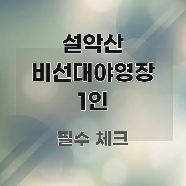 설악산 비선대야영장 1인 핵심 요점 중심의 텍스트 포스터 이미지 - 독자 이해를 위한 이미지
