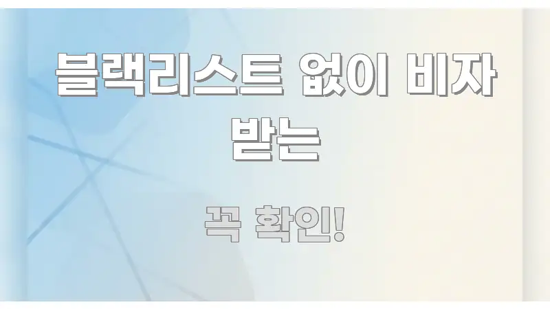 블랙리스트 없이 비자 받는 실용적으로 정리한 텍스트 포스터 이미지 - 설명을 돕는 이미지