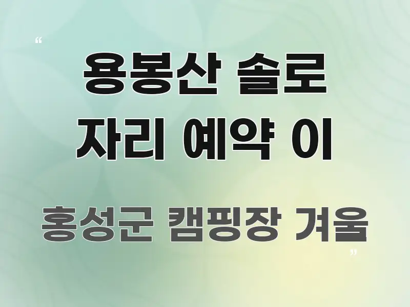 용봉산 솔로 자리 예약 이 주요 포인트를 요약한 타이포그래피 블로그 표지 - 활용 예시 이미지