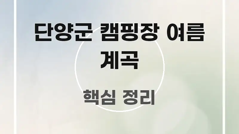 단양군 캠핑장 여름 계곡 핵심 키워드 중심의 읽기 좋은 정보 카드