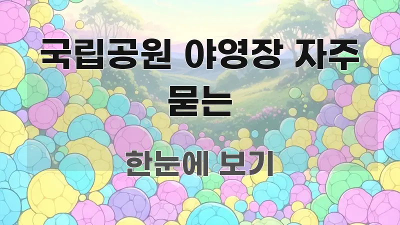 국립공원 야영장 자주 묻는 요점만 뽑아낸 핵심 키워드 시각화 이미지 - 설명을 돕는 이미지