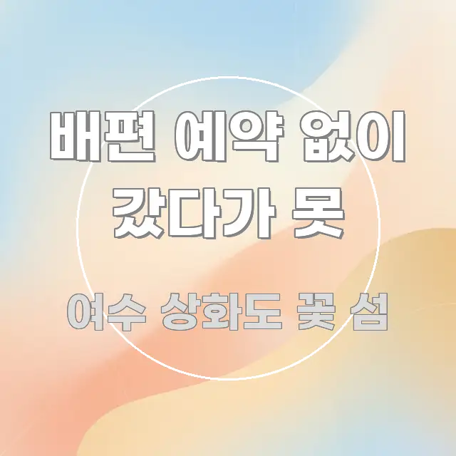 배편 예약 없이 갔다가 못 깔끔하게 정리된 핵심 정리 썸네일 이미지 - 참고용 이미지