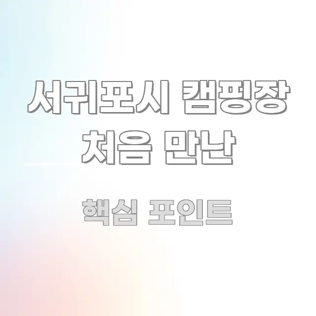 서귀포시 캠핑장 처음 만난 효율적으로 구성된 깔끔한 인포그래픽 표지