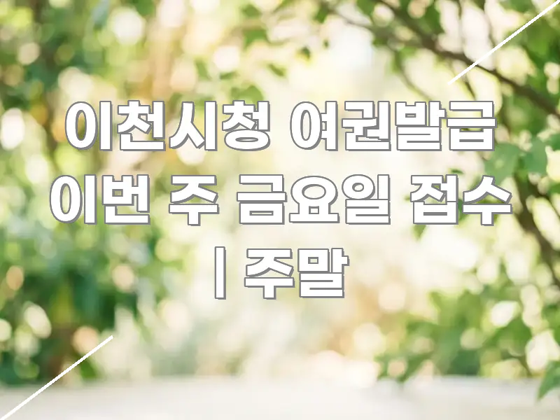 이천시청 여권발급 이번 주 금요일 접수 | 주말 핵심 개념을 담은 텍스트형 카드뉴스 표지 이미지 - 본문 내용과 연관된 이미지