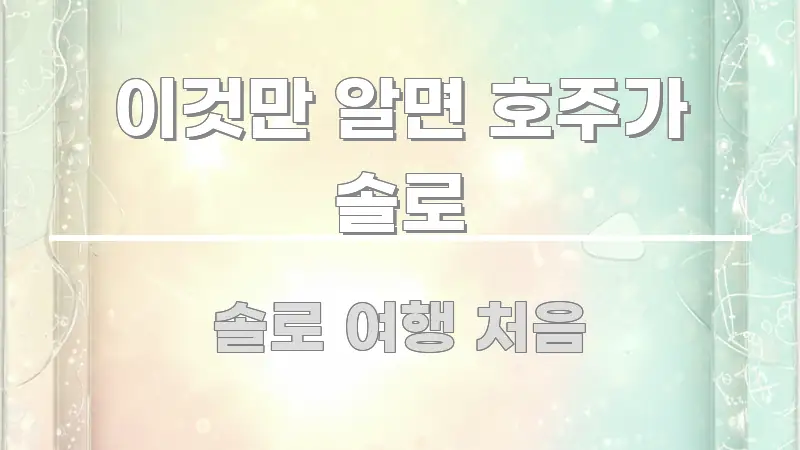 이것만 알면 호주가 솔로 꼼꼼하게 정리된 텍스트 기반 블로그 이미지