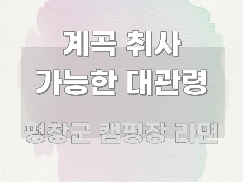 계곡 취사 가능한 대관령 직관적으로 이해되는 핵심 정보 비주얼 - 참고용 이미지