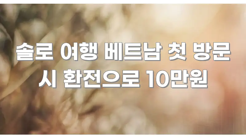 솔로 여행 베트남 첫 방문 시 환전으로 10만원 효율적으로 구성된 정보 요약 포스터