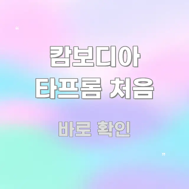 캄보디아 타프롬 처음 중요 내용만 뽑은 타이포그래피 블로그 표지 - 참고용 이미지