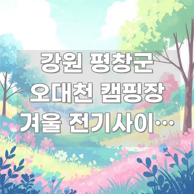 강원 평창군 오대천 캠핑장 겨울 전기사이트 예약 카드뉴스 표지 강원 평창군 오대천 캠핑장 겨울 전기사이트 예약 꼼꼼하게 정리된 텍스트 포스터 이미지 - 가독성을 높이는 이미지