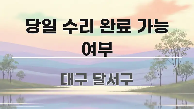 당일 수리 완료 가능 여부 주요 흐름을 설명한 정보 요약 인포그래픽 이미지