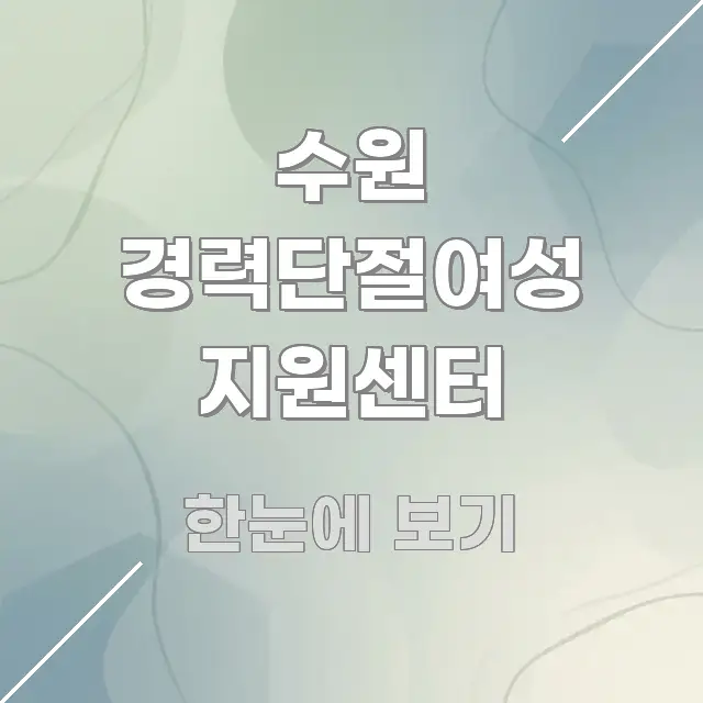 수원 경력단절여성 지원센터 주요 포인트를 요약한 핵심 정보 비주얼