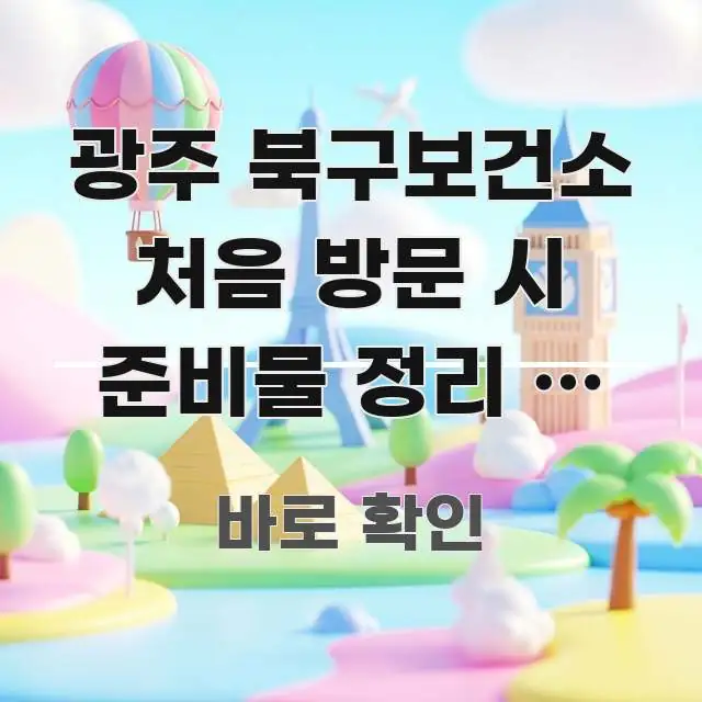 광주 북구보건소 처음 방문 시 준비물 정리 | 빈손으로 주요 흐름을 설명한 정보 요약 포스터 - 글 흐름을 돕는 시각 자료