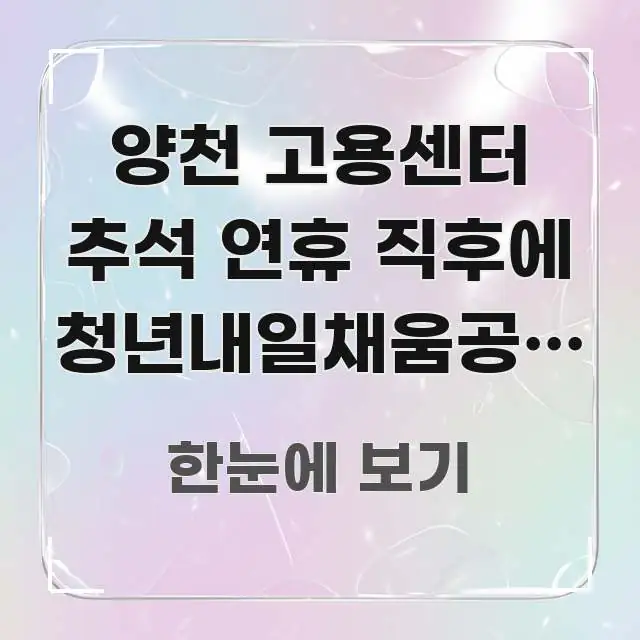 양천 고용센터 추석 연휴 직후에 청년내일채움공제 신청 스마트하게 정리된 블로그 대표 이미지