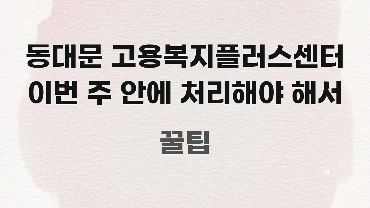 동대문 고용복지플러스센터 이번 주 안에 처리해야 해서 주요 흐름을 설명한 블로그 대표 이미지 - 설명을 돕는 이미지