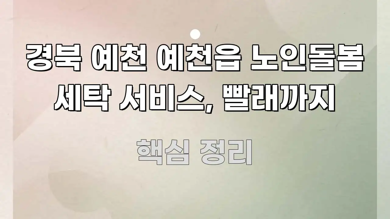 경북 예천 예천읍 노인돌봄 세탁 서비스, 빨래까지 직관적으로 이해되는 포스트 대표 비주얼 이미지 - 내용 요약을 위한 이미지
