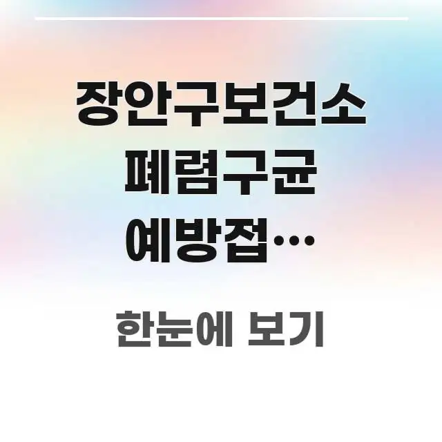 장안구보건소 폐렴구균 예방접종 가능한지 확인 | 무료 알기 쉽게 정리한 핵심 정리 썸네일 이미지 - 본문 내용과 연관된 이미지