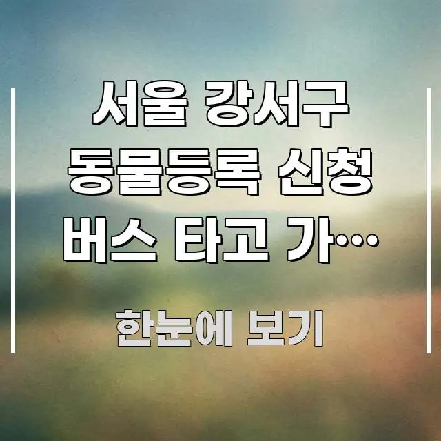 서울 강서구 동물등록 신청 버스 타고 가면 내릴 정류장 검증된 정보로 구성된 포스트 대표 비주얼 이미지 - 독자 이해를 위한 이미지
