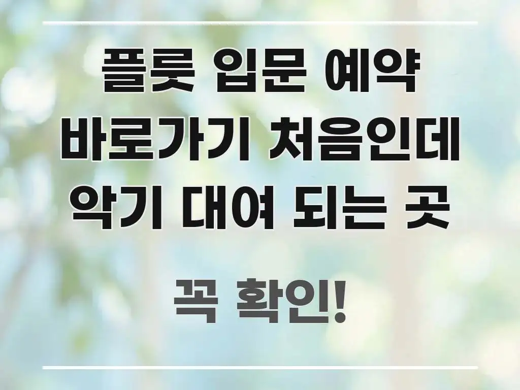플룻 입문 예약 바로가기 처음인데 악기 대여 되는 곳 실용적으로 정리한 콘텐츠 요약 표지 이미지