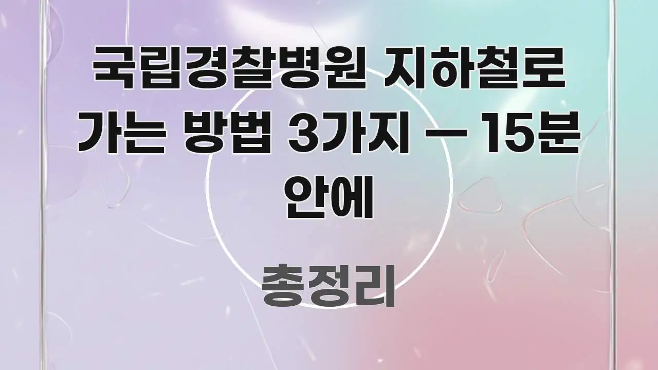 국립경찰병원 지하철로 가는 방법 3가지 — 15분 안에 간결하고 명료한 블로그 섹션 구분 이미지