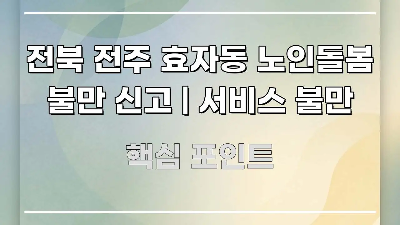 전북 전주 효자동 노인돌봄 불만 신고 | 서비스 불만 직관적으로 이해되는 정보 요약 포스터 - 참고용 이미지