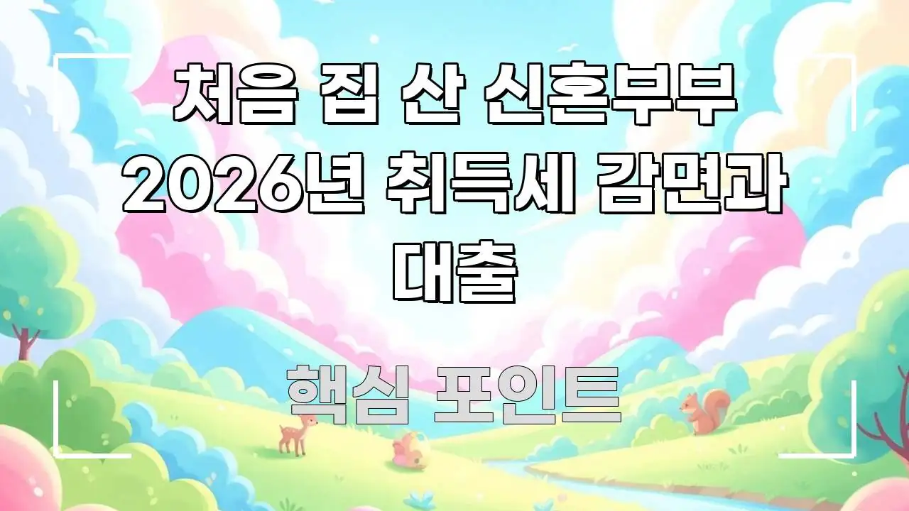 처음 집 산 신혼부부 2026년 취득세 감면과 대출 한눈에 보기 좋게 요약한 스마트 정보 카드