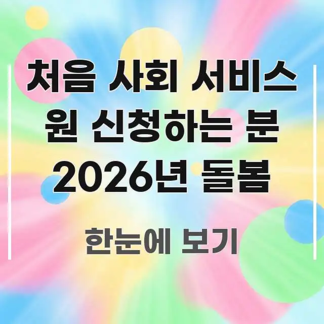 처음 사회 서비스 원 신청하는 분 2026년 돌봄 효율적으로 구성된 블로그 헤더 이미지 - 가독성을 높이는 이미지