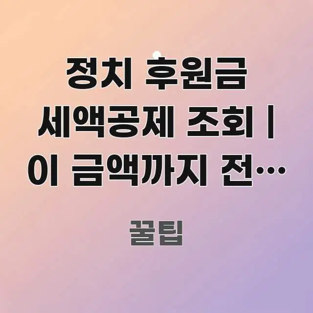정치 후원금 세액공제 조회 | 이 금액까지 전액 공제 검증된 정보로 구성된 핵심 정리 썸네일 이미지