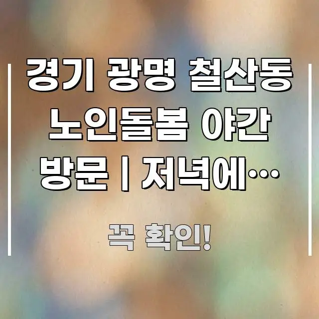 경기 광명 철산동 노인돌봄 야간 방문 | 저녁에도 방문 알기 쉽게 정리한 심플 타이포그래피 표지 - 내용 요약을 위한 이미지