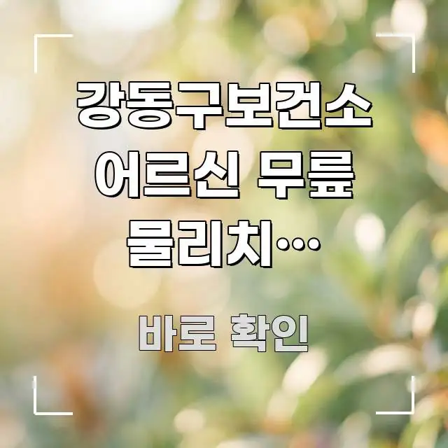 강동구보건소 어르신 무릎 물리치료 가능한지 | 만성 한눈에 들어오는 핵심 요약 디자인 카드 - 본문 내용과 연관된 이미지