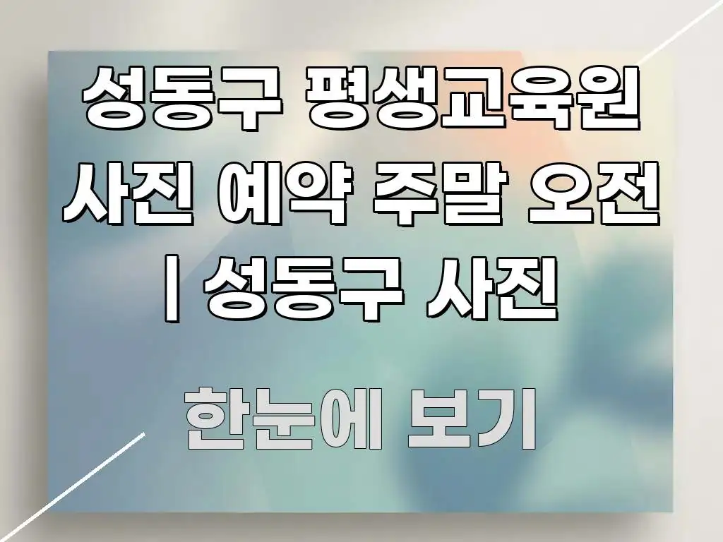성동구 평생교육원 사진 예약 주말 오전 | 성동구 사진 한눈에 들어오는 핵심 키워드 시각화 이미지 - 참고용 이미지