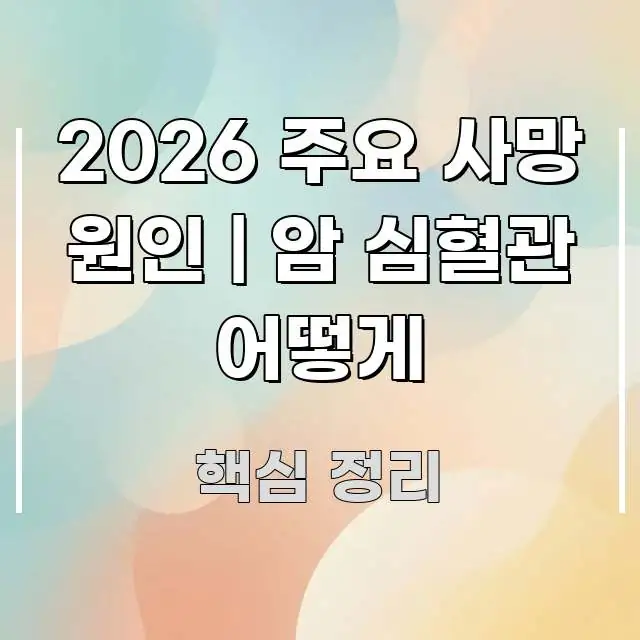 2026 주요 사망 원인 | 암 심혈관 어떻게 요점만 뽑아낸 가독성 높은 정보 이미지