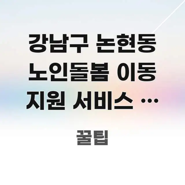 강남구 논현동 노인돌봄 이동 지원 서비스 | 이동 구조적으로 정리된 핵심 정리 썸네일 이미지 - 설명을 돕는 이미지